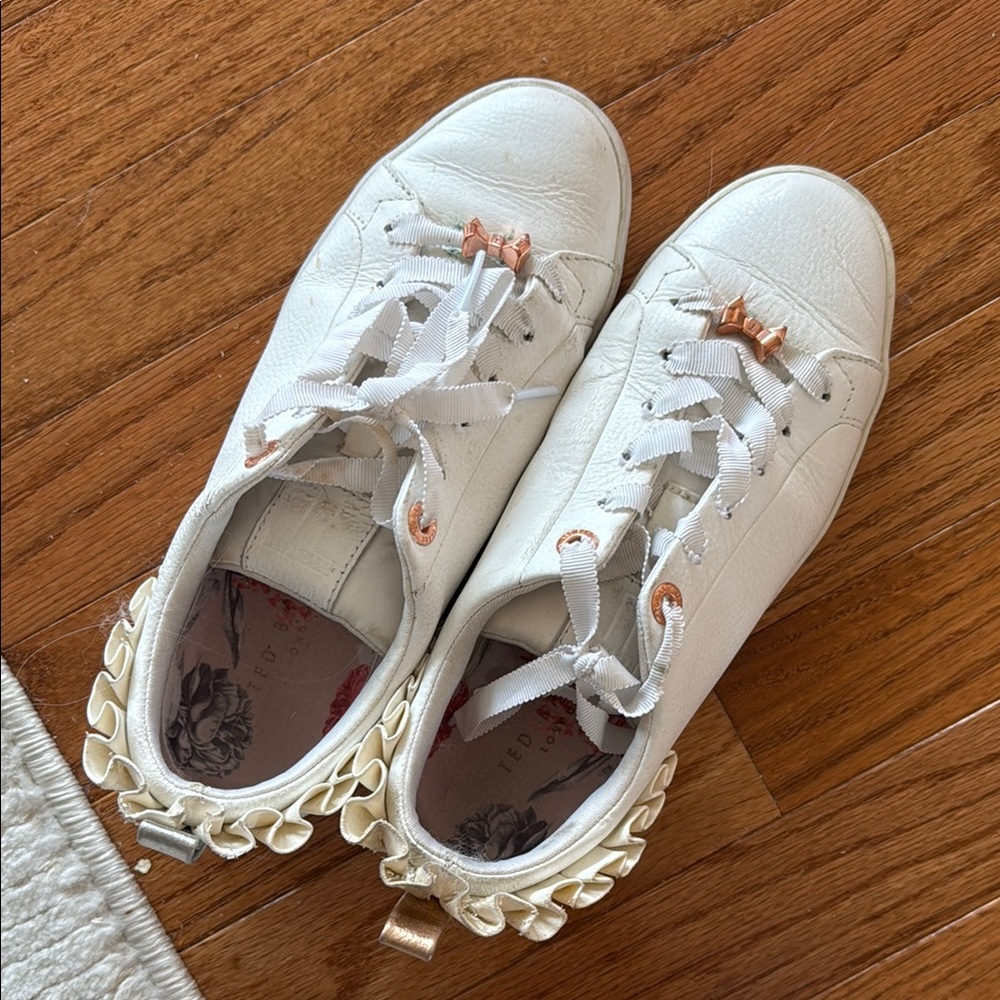 Ted Baker London Astrina White Sneakers with Ruffles